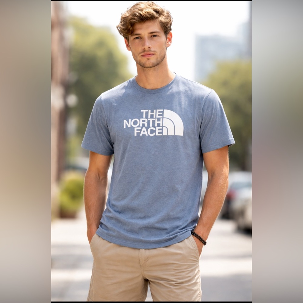 The North Face Men’s Blue Gray Half Dome Logo T-Shirt Size Medium